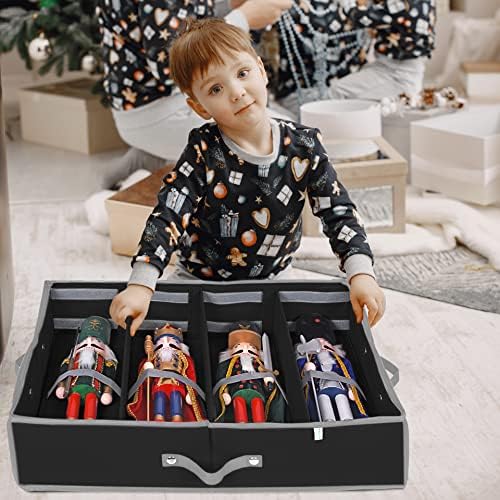 ProPik 2 Pack Christmas Figures Storage Box | Each Holds 4 Holiday Figurines up to 16” | Adjustable Nutcracker Decor Ornament Storage Container | Xmas Decorations Accessories Boxes (Black) - Image 2