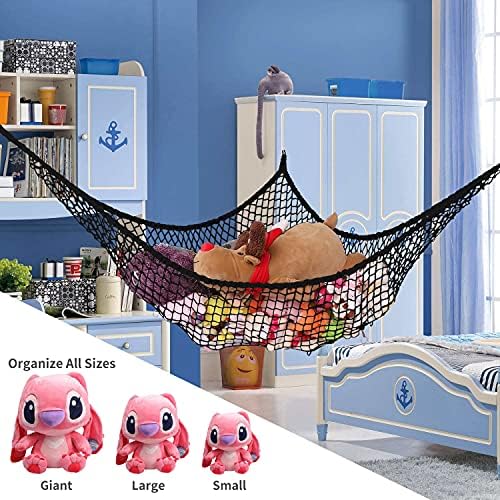 Stuffed Animal Hammock, Toy Hammock Storage Net, LXUNYI Mesh Toy Net Holder Jumbo Wall Corner Giant Baby Kids Children Stuff animals Hammocks Net Organizer for Bedroom (Black, 84 inch) - Image 5
