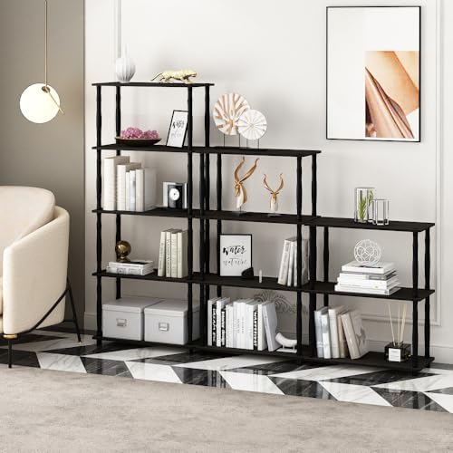 Furinno Turn-N-Tube 4-Tier Multipurpose Shelf Display Rack, Classic Tubes, Espresso/Black - Image 2