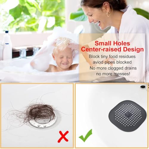 Bovinde Hair Drain Catcher,Square Cover for Shower 2 Pack (Black) - Image 3