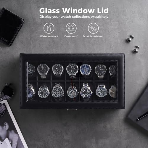 ProCase Watch Box Organizer, 14 Slot Watch Display Case, Allblack - Image 4