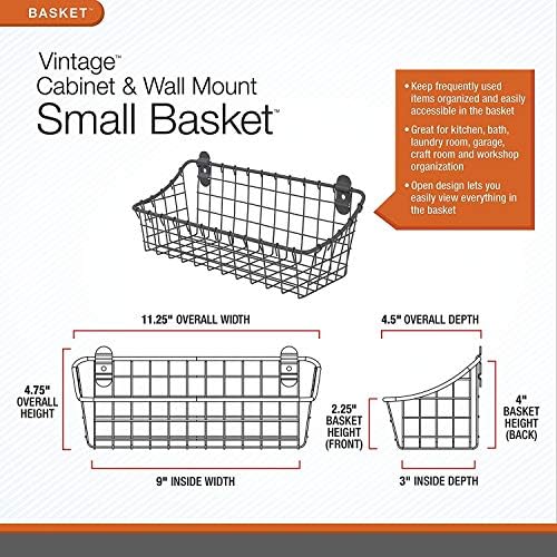 Spectrum Small Wire Wall Basket Industrial Gray Rustic Wall Bin, Vintage Wire Basket Wall Mount Organizer Wall Mount Hanging Wire Caddy, Modern Wire Basket for Versatile Wall Mount Storage - Image 3