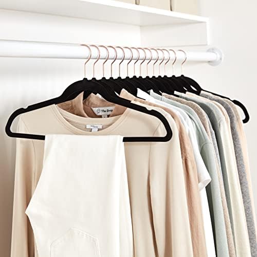 Amazon Basics Slim Velvet Non-Slip Space Saving Suit Clothes Hangers, Closet Organizer, Black/Rose Gold, 100-Pack - Image 6
