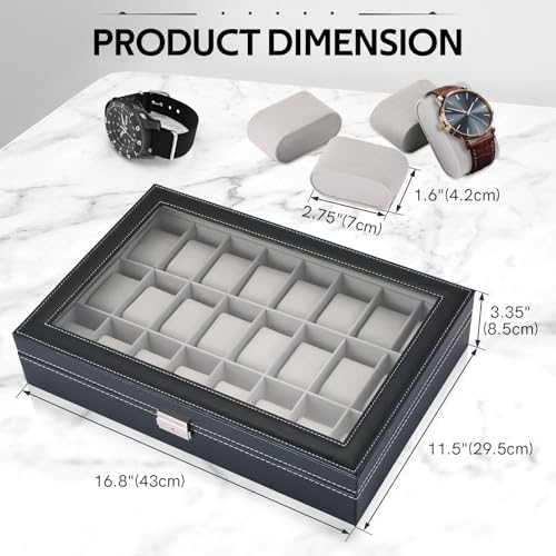 MYFULLY 24 Slot Watch Box, Lockable Watch Storage Organizer - Image 2
