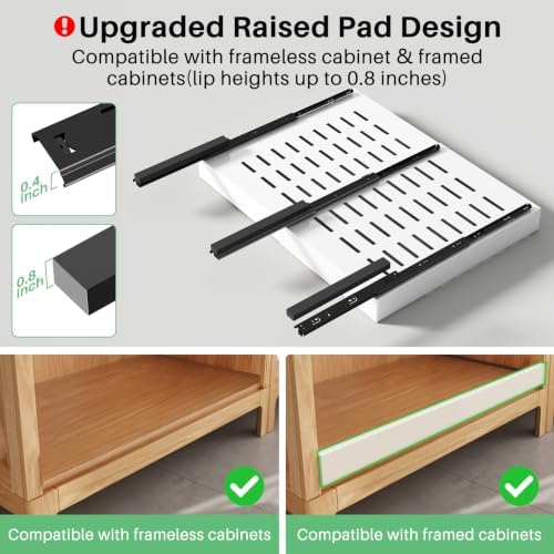 Kitstorack Pull out Cabinet Organizer, Expandable(18"-30") Heavy Duty Slide out Drawers Fixed with Adhesive Nano Film for Pots, Roll out Shelf Storage for Kitchen Base Cabinet Organization(3 Rails) - Image 4