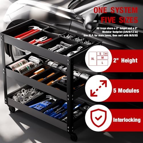 【48PCS & 5 Sizes】 Tool Box Organizer Tray, Toolbox Drawer Organizer with Non-Slip Pads, Desk Drawer Divider Set, Fits Rolling Tool Chest Cabinet for Garage & Workbench - Image 5