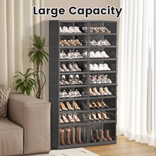 SYNCVIBE Foldable Shoe Rack Organizer, 9-Tier, 36 Pairs, 34.2" Wide, Black - Image 5