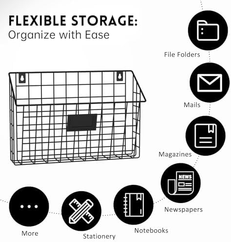X-cosrack 3-Tier Detachable Hanging Wall Files, Wall Mounted Mail Basket - Image 6