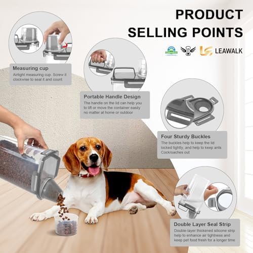 3-5Lbs Small Dog Cat Food Storage Container With Foldable Bowl-Clear Black - Image 7