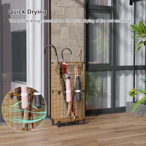 AWTATOS Umbrella Holder Entryway, Umbrella Stand Freestanding, Brown - Image 3