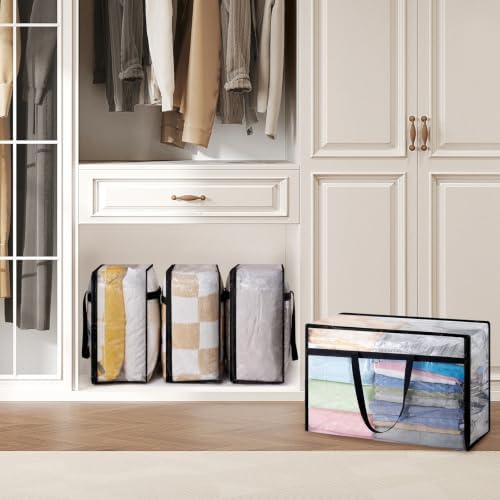 Lifewit 4 Pack Clear Storage Bags, 60L Clothes Organizer with Zipper - Image 5