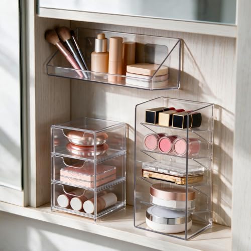 Medicine Cabinet Organizer 2 Pack, Clear Shelf & Small Drawers - Image 5