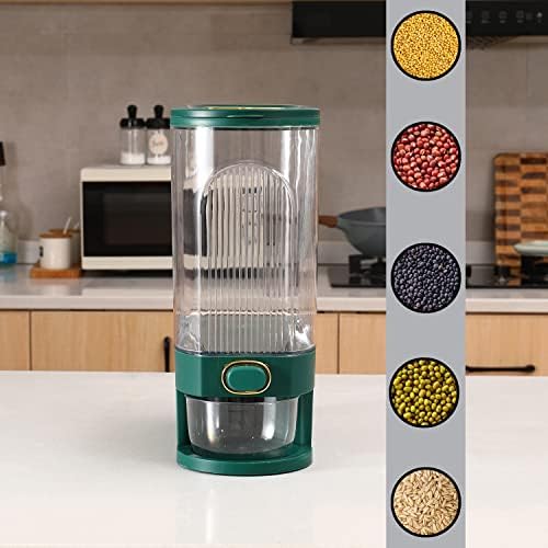 Sooyee Clear Rice Dispenser with Measuring Cylinder, Clear and Green - Image 6