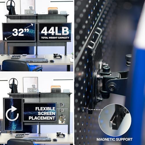 VIVO Black Triple Clamp 47 x 31 in Desk Pegboard System, PP-DK48SB - Image 4