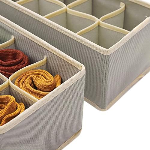 DIOMMELL Set of 6 Foldable Cloth Storage Box Closet Dresser Drawer Organizer Fabric Baskets Bins Containers Divider for Clothes Underwear Socks Lingerie Clothing, Grey 00-0600 - Image 6