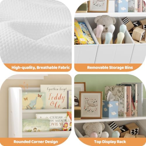 FOUCSSOMEI Kids Toy Storage Organizer with Bookshelf for Playroom Nursery - Image 5