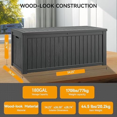 Outdoor Storage Box Waterproof, 180 Gallon Deck Box for Patio Storage - Image 2