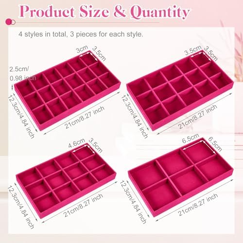 Junkin 12 Pcs Velvet Jewelry Organizer Tray, Stackable Storage - Image 2