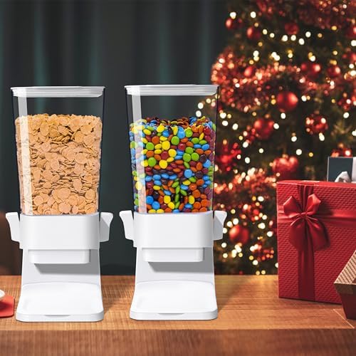 Cereal Dispenser Countertop, 5L Cereal Containers Storage Dispenser for Pantry, Large Dry Food Cereal Dispenser, Not Easy to Crush Cereal, Can Hold Oatmeal, Snack, Grain, Pet Food (White, 2Pc) - Image 5