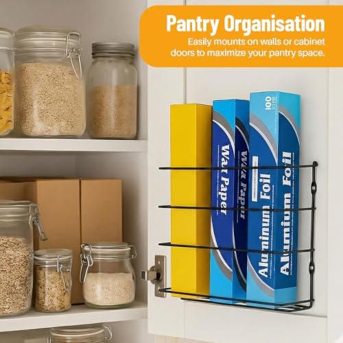 Evelots Kitchen Wrap & Food Bag Organizer Basket, Wall or Cabinet Door Mount, 2-Pack - Black - Image 7