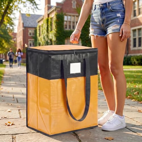 4Pack (110L*2+180L*2) Extra Large Moving Bags Heavy Duty with Wide Comfortable Handles & Strong Zipper, Durable Storage Bags Totes, Reusable Moving Boxes for College Dorm Bedding Space Saving,Yellow - Image 5