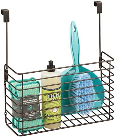 mDesign Over The Cupboard Hanging Storage Basket – Metal Bakeware Organiser and Cutting Board Holder – Excellent Kitchen Storage Solution – Bronze - Image 7