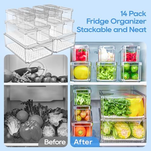 JollyPack Fridge Organizers, Refrigerator Organizer Bins with Lids, 14 Pack - Image 4