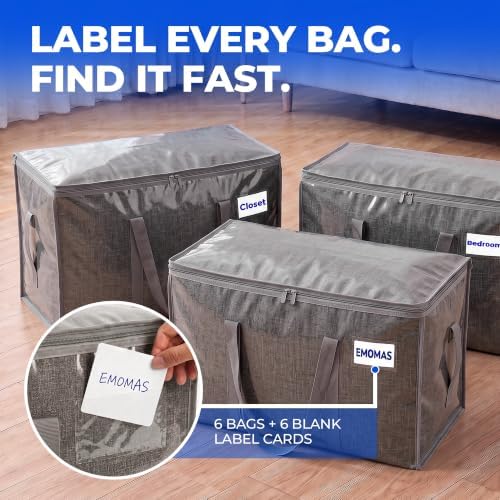 6 Pack Heavy Duty Moving Bags, Extra Large with Handles, Gray - Image 6