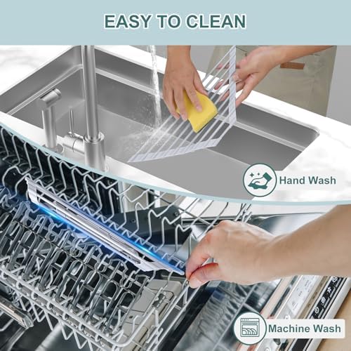 MERRYBOX Triangle Roll Up Dish Drying Rack Over The Sink, 2025 Anti-Rust Sink Drying Rack with Full Silicone Wrapped for Top of Corner, Anti-Slip Organizer for Kitchen - Image 6