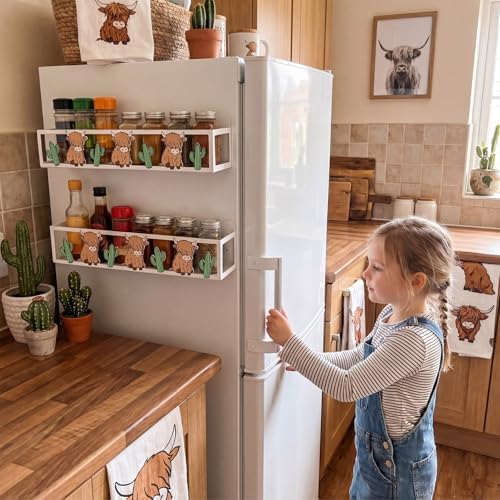 Beeveer 2 Pack Highland Cow Magnetic Fridge Shelf Spice Rack - Image 6