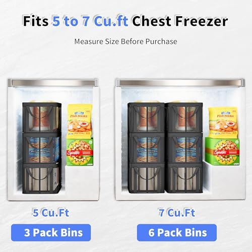 Aokeyee 3 Pack Large Deep Freezer Organizer Bins, with Handles - Image 3