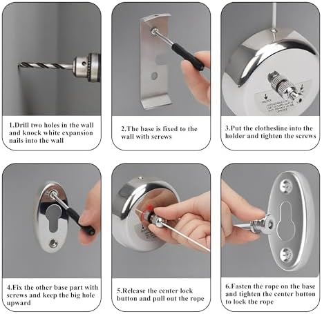 Wall Mounted Retractable Clothesline(Sliver) - Image 5