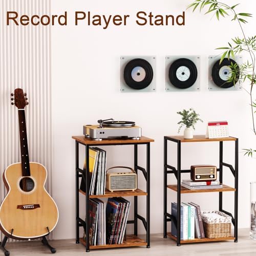 LOAKEKEL Record Player Stand, Large Vinyl Record Storage Up to 200 Albums - Image 3