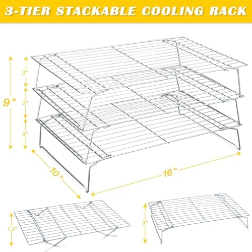 Hunnycook Cooling Racks - 10 * 16 Inch 3PCS Stackable Tall Baking Racks, Stainless Steel Wire Rack for Baking Sheet, Cooling Racks for Cooking and Baking, Oven and Dishwasher Safe - Image 2