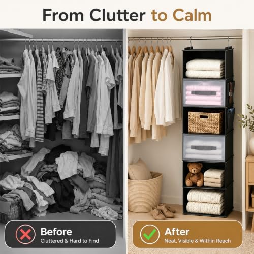 Hanging Closet Organizer, Black - Image 6