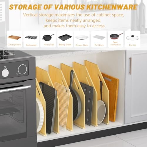 6 Pack Wood Tray Dividers Organizer For Kitchen Cabinet - Image 6