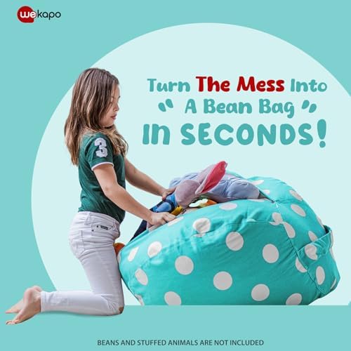 WEKAPO Stuffed Animal Storage Bean Bag Chair Cover for Kids - Image 3