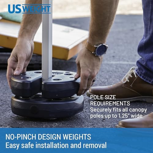 US Weight 40 Pound Canopy Weight Set of 4 and Carry Strap with No-Pinch Design - Easy Installation and Removal to Secure Tents, Canopies, and Umbrellas at Outdoor Events - Image 5