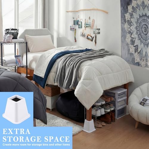 Novabright 6 Inch 4 Pack College Dorm Bed Risers,White - Image 4