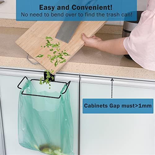 Large Stainless Steel Trash Bag Holder for Kitchen Cabinets Doors and Cupboards, Black - Image 6