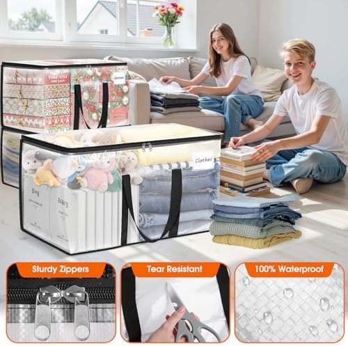 Fab totes Moving Bags Extra Heavy Duty Oversized Clear Storage Bags with Reinforced Handle and Double Zippers,Moving Supplies Totes for Storage Packing Dorm Room Essentials Alternative to Moving Boxes - Image 5