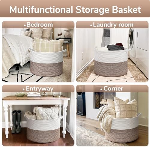 Goodpick Large Woven Blanket Basket Living Room & Playroom, 85L - Image 3
