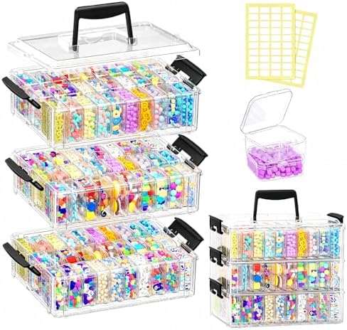 3-Tier Stackable Bead Organizer Box, 90 Small Containers and Lids - Image 3