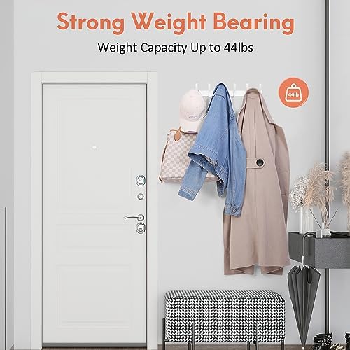 Optish Coat Rack Wall Mount, Coat Hook Wall Mount, Wall Hooks for Hanging, Hat Rack for Walls, Coats Hanger with 12 Hook, Towel Hooks for Bathrooms (2 Pack, White) - Image 3