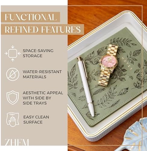 Perfume Tray Valet Tray Night Stand Bedside Organizer| Perfume Organizer Catchall| Perfume Trays for Dresser Vanity Tray for Dresser Countertop| Perfume Holder| Nightstand Organizer Women (White) - Image 2