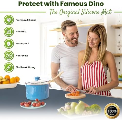 Large Silicone Mat 28" x 20" Mat Thick Heat Resistant, Kitchen Counter Mat Waterproof - Coffee Machine, Glass Top Stove Cover Countertop Protector for Air Fryer, Baking mat (Grey) - Image 4