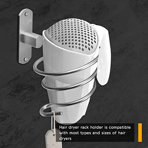 Bathroom Hair Dryer Holder Hair Care Tools Holder Wall Mount (Bright White) - Image 2