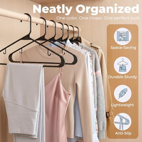HOUSE DAY Black Plastic Hangers 16 Pack, Slim Space-Saving Clothes Hangers - Image 2