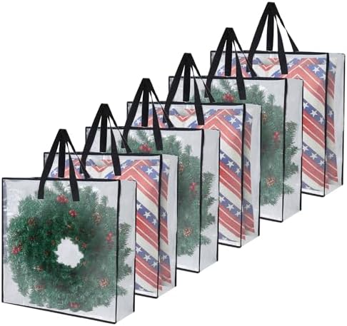 Heavy-Duty Clear Wreath Storage Bag & Sturdy Moving Box Alternative – 26 Inch Large Capacity Container with Zipper for Christmas Decorations, Seasonal Wreaths, Clothes, Bedding,Gift (6-Pack) by Unknown