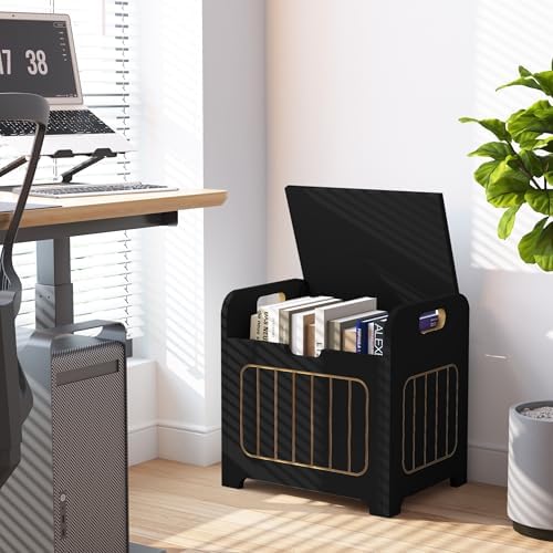 Aenuert Storage Chests, Small Cube Organizer Box,Wooden Entryway Storage (Black, With Handle) - Image 4